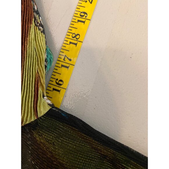 Pleated Button-Up Tunic Dress Abstract Multicolor Flared Sleeves Small/Medium - Picture 6 of 8